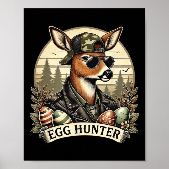 Eier Jäger Hirsch Buck Byckward Cap Hirsch Jagd Ea Poster (Vorne)