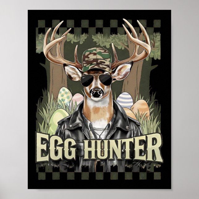 Eier Jäger Hirsch Buck Byckward Cap Hirsch Jagd Ea Poster (Vorne)
