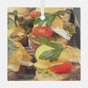 Eier mit Avocado auf Toast Ornament Aus Glas