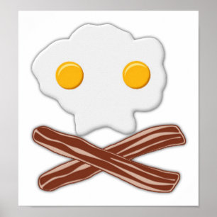 Eier und Bacon Skull Funny Poster