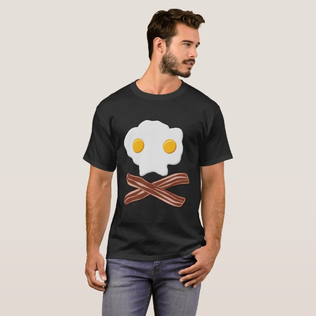 Eier und Bacon Skull Funny Tshirt blass (Vorne ganz)