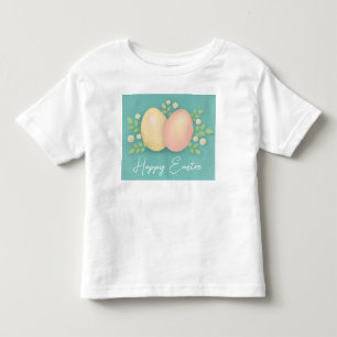 Eier und Blume aus blauem Rosa und Gelb Kleinkind T-shirt
