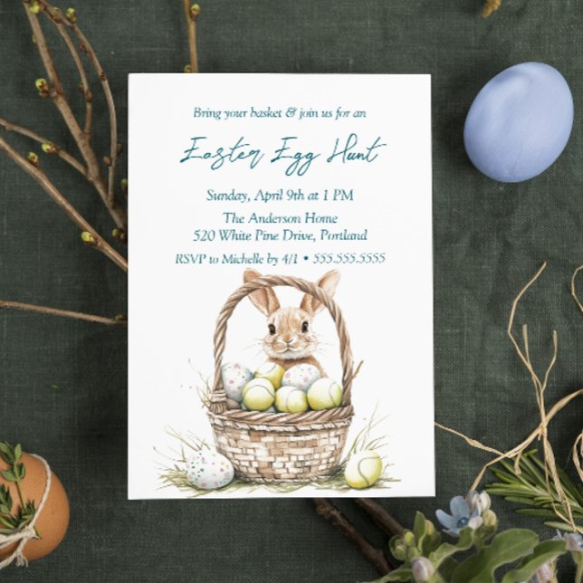 Eier und Hasen in Basket Ostereier Jagd Einladung (Von Creator hochgeladen)