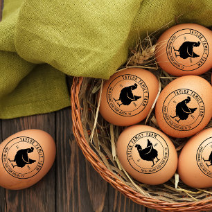 Eier vom Bauernhof im Landhausstil, runde Hühnerfi Gummistempel