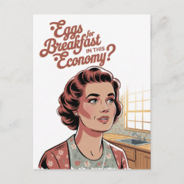 Eier zum Frühstück in dieser Wirtschaft Retro Frau Postkarte