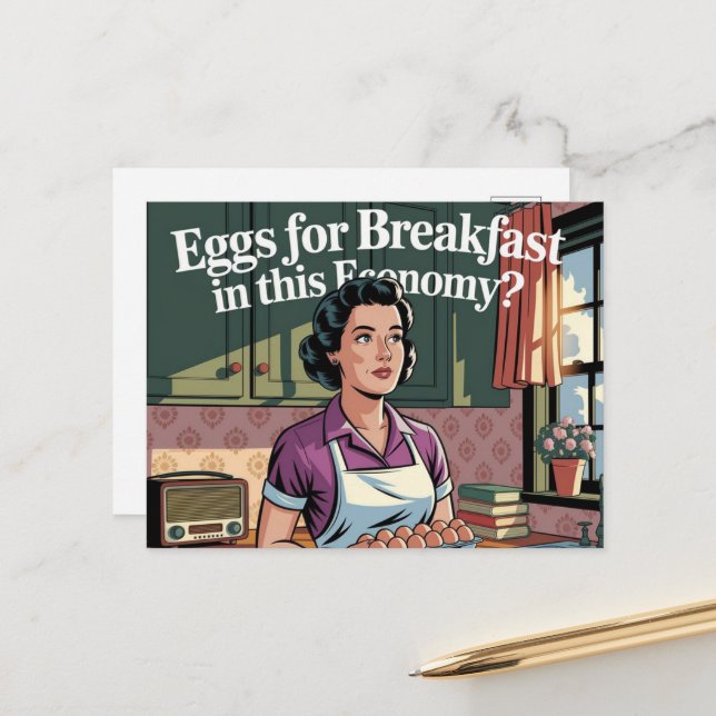 Eier zum Frühstück in dieser Wirtschaft Retro Küch Postkarte (Vorderseite/Rückseite Beispiel)