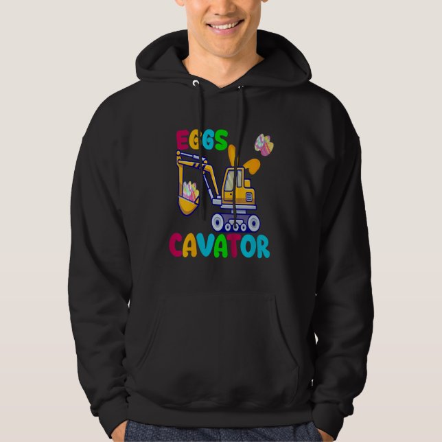 EierCavator Frohe Ostern Lustiger Bagger jagt E Hoodie (Vorderseite)