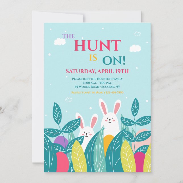 Eierjagd Ostern Einladung (Vorderseite)