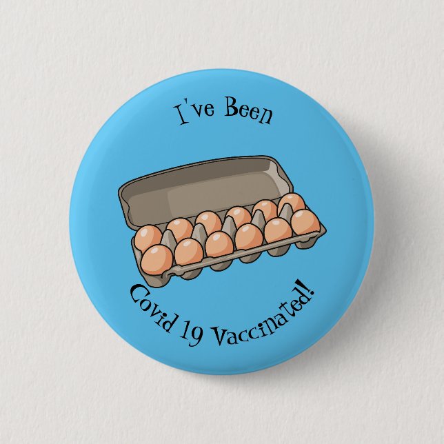 Eierkarton-Cartoon Button (Vorderseite)