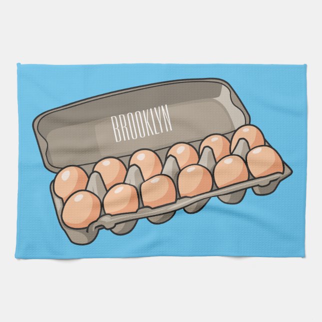 Eierkarton-Cartoon Geschirrtuch (Horizontal)