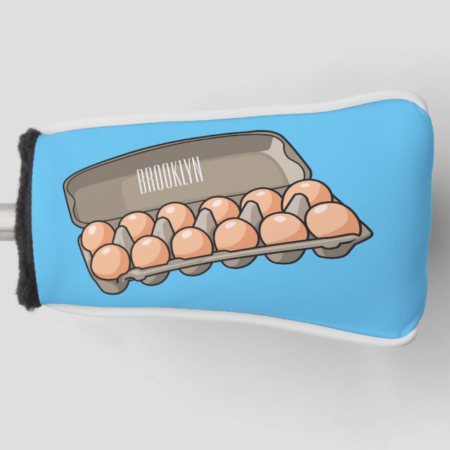 Eierkarton-Cartoon Golf Headcover (Vorderseite)