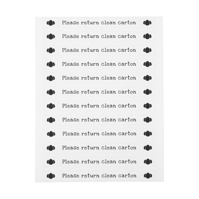 Eierkarton-Siegel temperfest Wraparound-Etikett (Bogen)