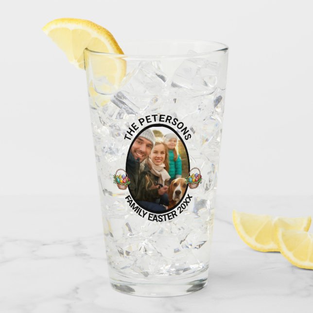 Eierkörbe für personalisierte Osterfamilien - Foto Glas (Vorderseite Ice)