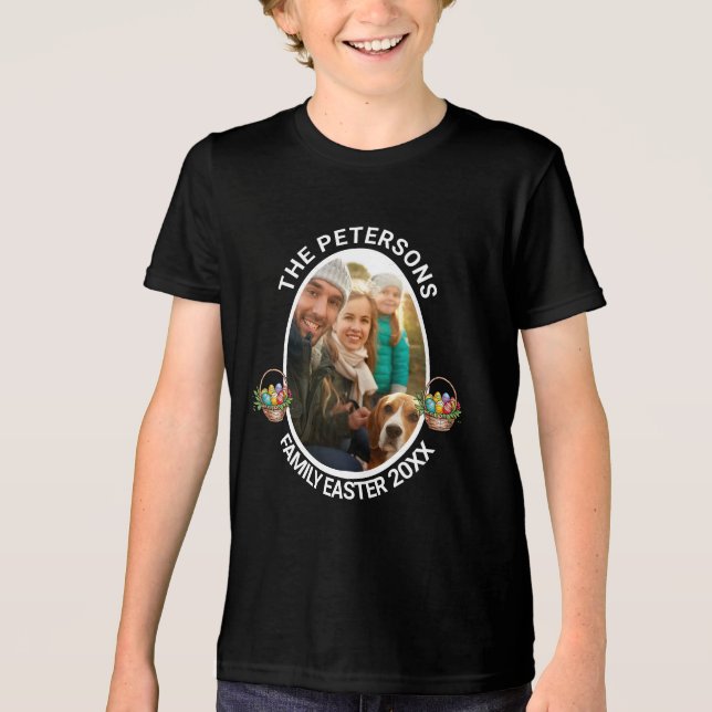 Eierkörbe für personalisierte Osterfamilien - Foto Tri-Blend Shirt (Vorderseite)