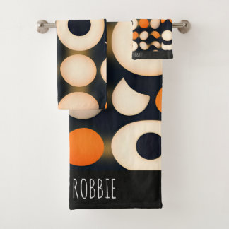 Eierkreise Orange Abstrakte Muster Badhandtuch Set