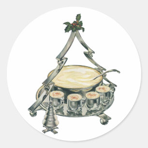 Eierpunsch in einer Vintage-Weihnachtsbaum-Punschs Runder Aufkleber