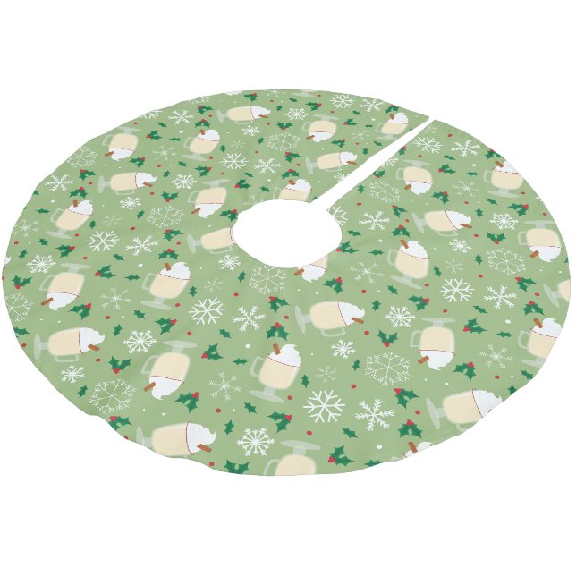 Eierpunsch-Muster Polyester Weihnachtsbaumdecke (Schrägansicht)