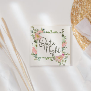 Eierschale und Erröten Elegante Blumen Date-Night- Quadratische Visitenkarte