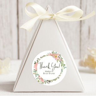 Eierschale und Rosafarben Florale Hochzeit Runder Aufkleber