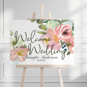 Eierschale und Rosafarbenes Florales Hochzeitsbrau Poster