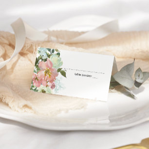 Eierschale und Rosé-Blumen-Hochzeit-Platzkarte Platzkarte