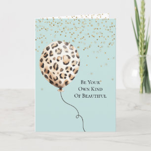 Eierschalen Blau Leopardendruck Ballon Gold Konfet Karte