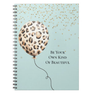 Eierschalen Blau Leopardendruck Ballon Gold Konfet Notizblock