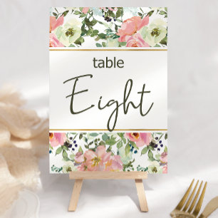 Eierschalen-Rosa-Blush-Blumen-Hochzeitstisch-Numme Tischnummer