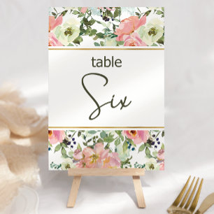 Eierschalen-Rosa-Blush-Blumen-Hochzeitstisch-Numme Tischnummer