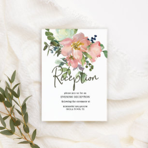 Eierschalen- und Rosafarbenes Blumen-Hochzeitseinl Begleitkarte