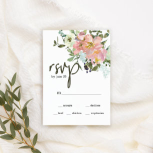 Eierschalen- und Rosé-Blumen-Hochzeits-RSVP-Karte RSVP Karte