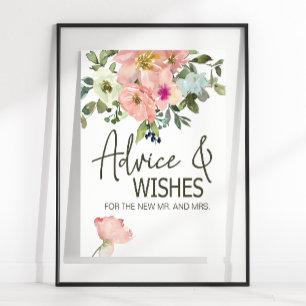 Eierschalen- und Rosé-Blumen-Hochzeitskarte & Gesc Poster