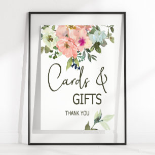 Eierschalen- und Rosé-Blumen-Hochzeitskarte & Gesc Poster