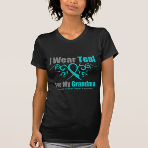 Eierstockkrebs-aquamarine Stammes- Band-Großmutte T-Shirt