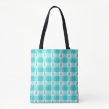 Eierstockkrebs-Bewusstseins-Kariertasche, Türkis
