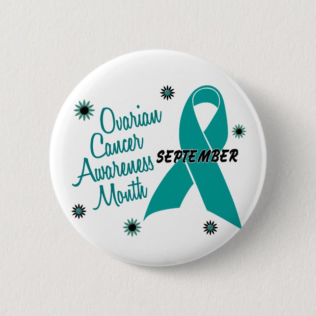 Eierstockkrebs-Bewusstseins-Monats-Blumen 1 Button (Vorderseite)