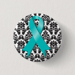 Eierstockkrebs-Damast-aquamarines Band Button