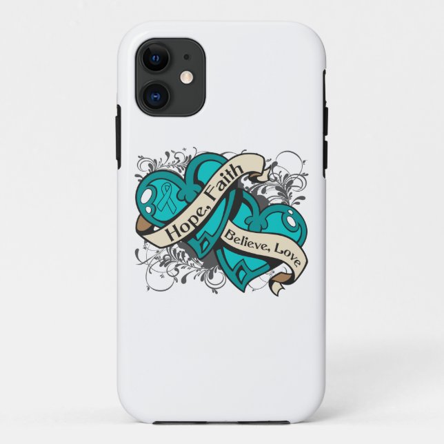 Eierstockkrebs-Hoffnungs-Glauben-Doppelherzen Case-Mate iPhone Hülle (Rückseite)