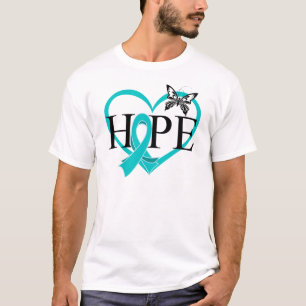 Eierstockkrebs-Hoffnungs-Schmetterlings-Herz T-Shirt