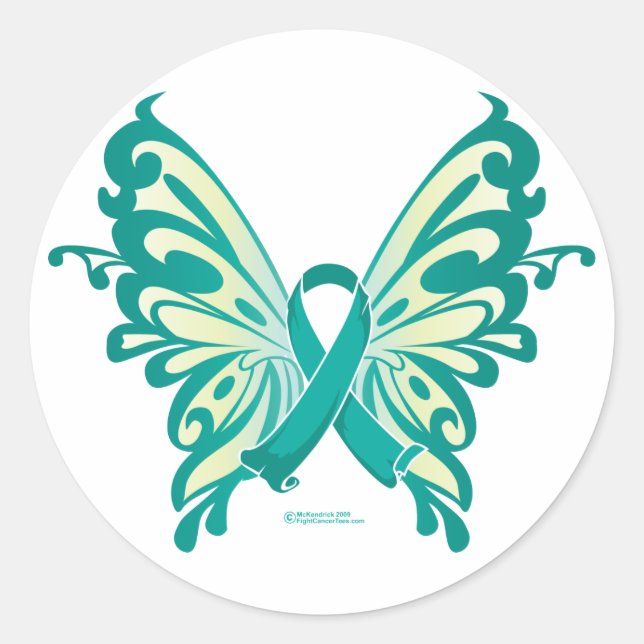 Eierstockkrebs-Schmetterling Runder Aufkleber (Vorderseite)