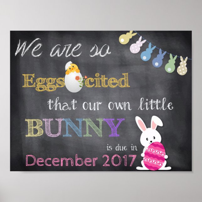 Eierzitter Osterschwangerschaftsankündigung Poster (Vorne)