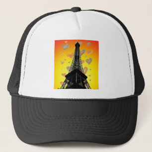 Eifel Tower Hearts Hat Truckerkappe
