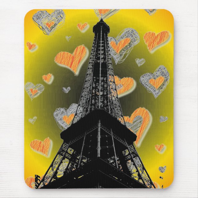 Eifel Tower Hearts Mousepad (Vorne)
