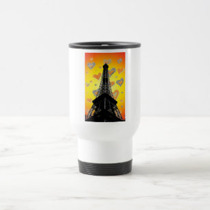 Eifel Tower Hearts Travel Mug Reisebecher
