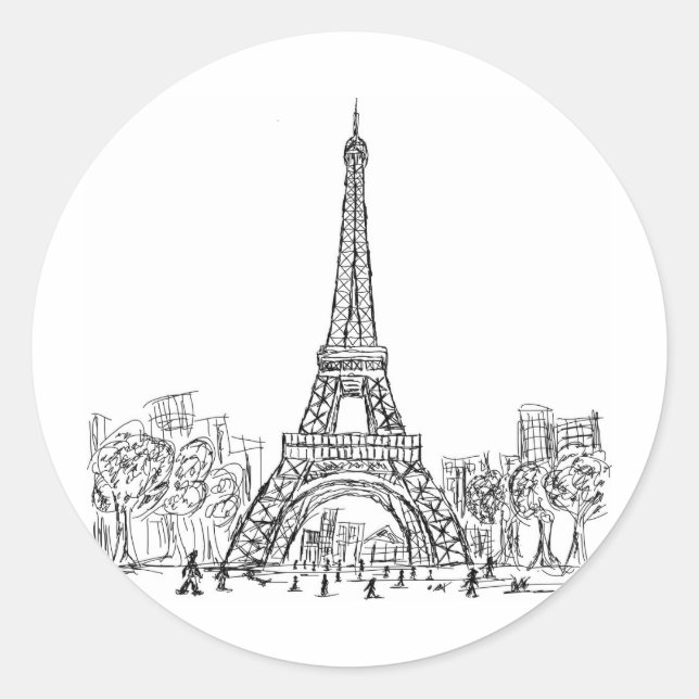 Eifel Tower Paris Runder Aufkleber (Vorderseite)