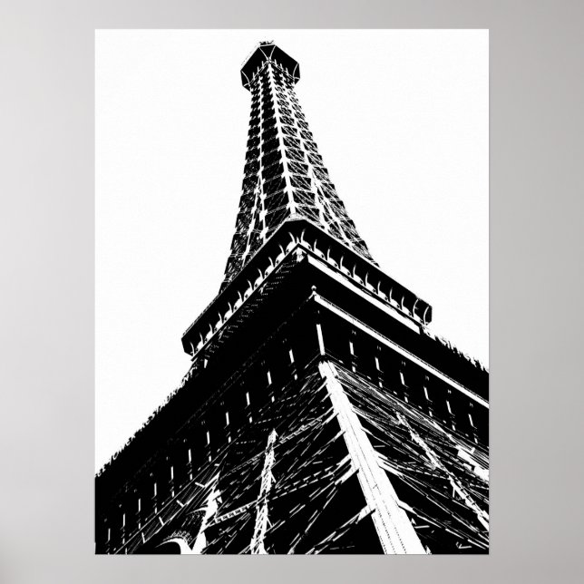 Eiffel auf Weiß Poster (Vorne)