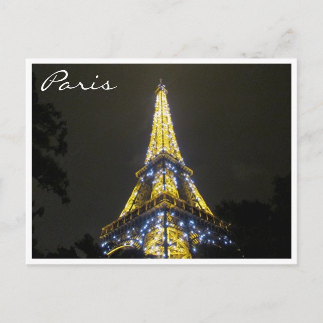 eiffel night Glitzern Postkarte (Vorderseite)