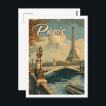 Eiffel Paris Frankreich Vintager Berühmter Reiseor Postkarte<br><div class="desc">Eiffel Paris Frankreich Vintager Berühmter Reiseort</div>