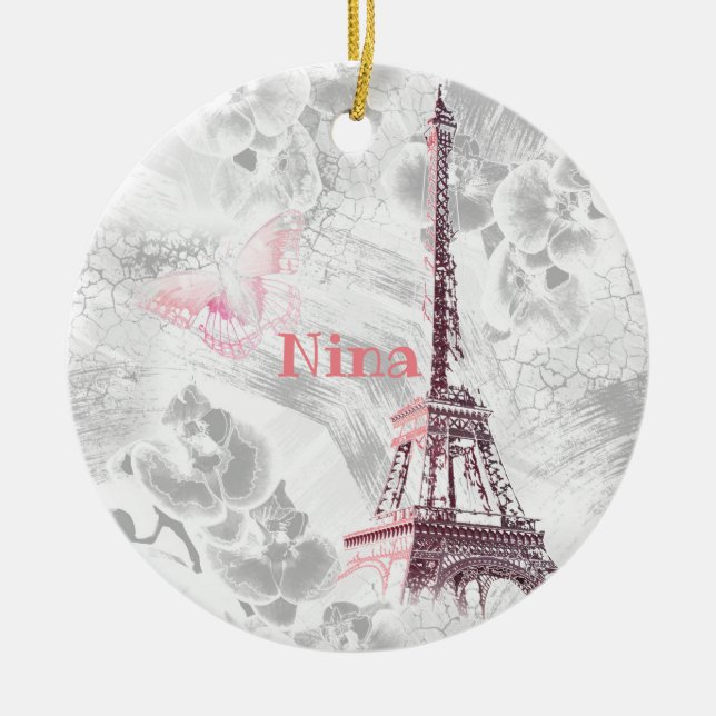 Eiffel tower against the background of orchids keramik ornament (Vorne)