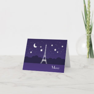 Eiffel Tower at Night Thank You Card Dankeskarte